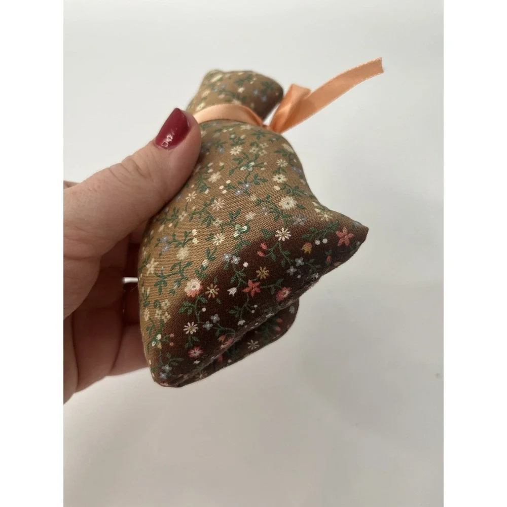 Vintage Stuffed Fabric Cat Floral Small Decor Grannycore